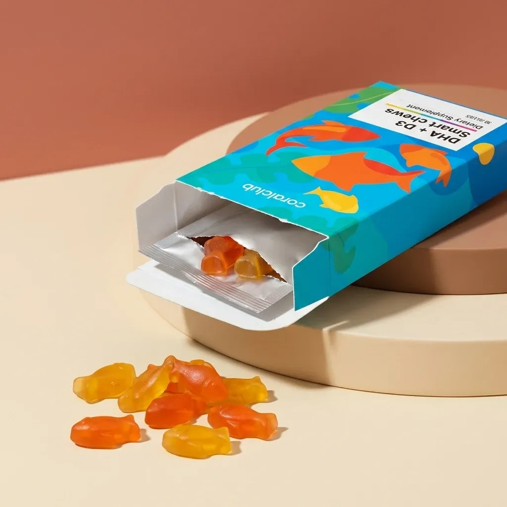 DHA+D3 Smart Chews – pakuotė iš arti