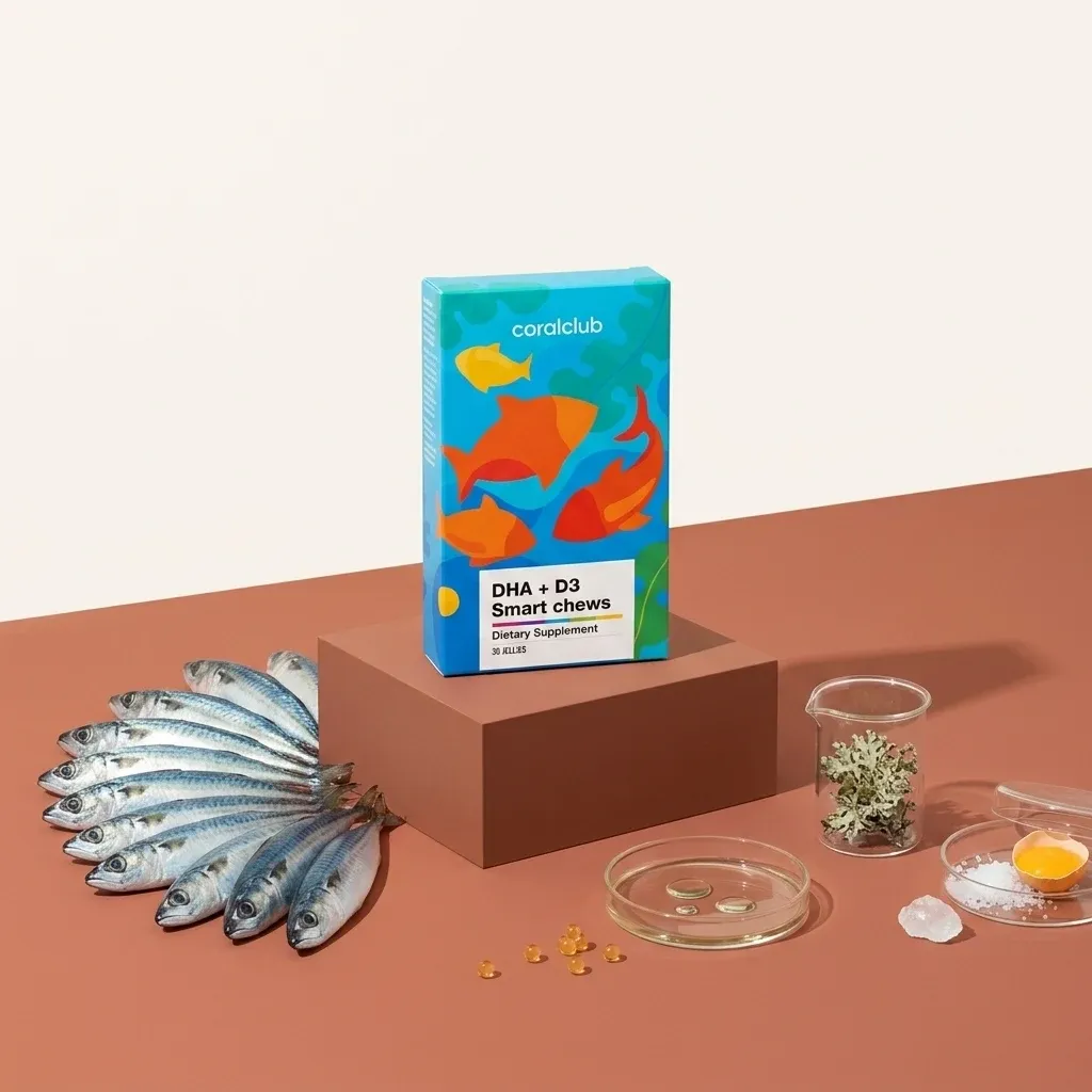 DHA+D3 Smart Chews ir sudedamosios dalys