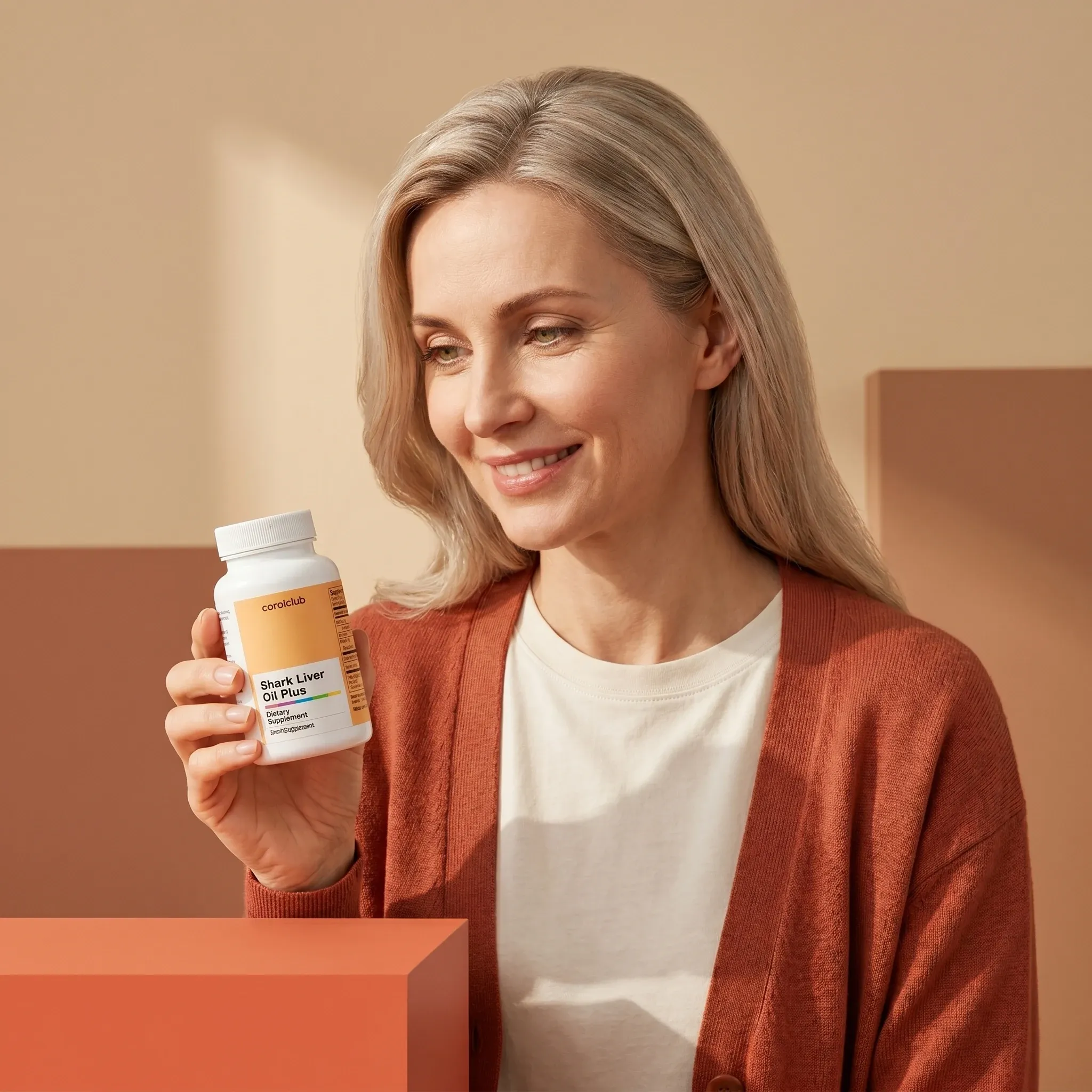 Moteris laiko Shark Liver Oil Plus pakuotę